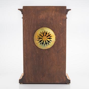 Table clock, presumably Brocot, Masurian birch, Russia, 1880s.
