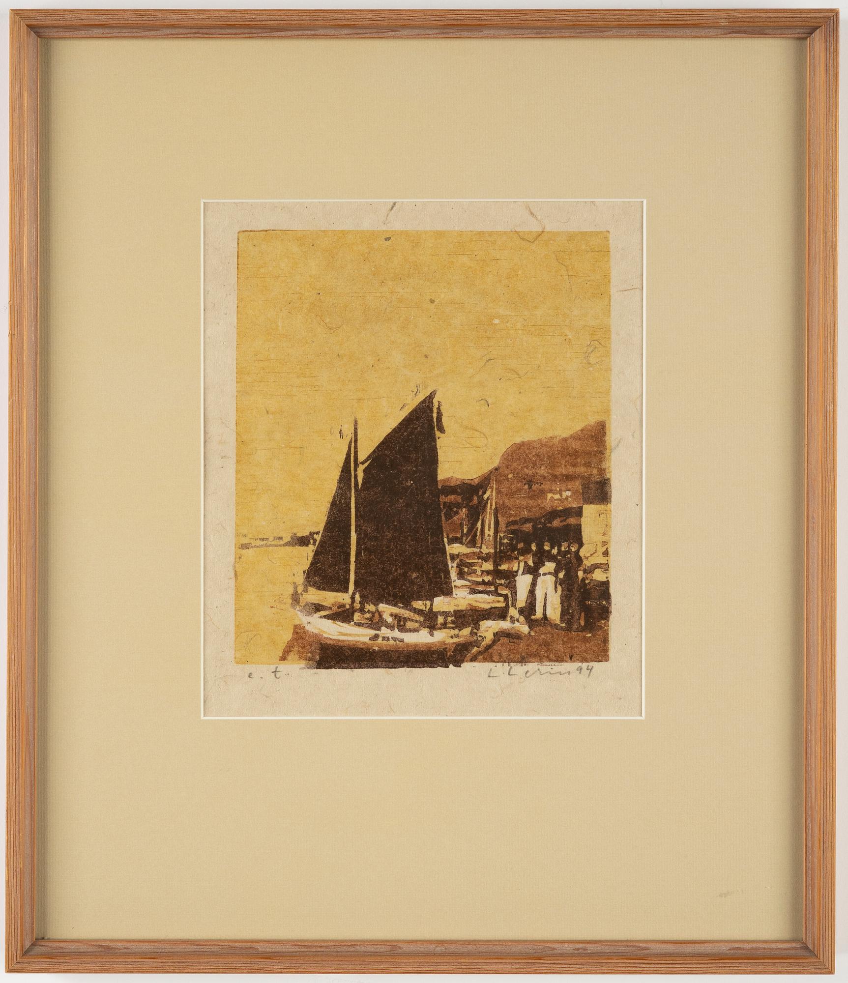 Lars Lerin, wood cut, 1994, signed.