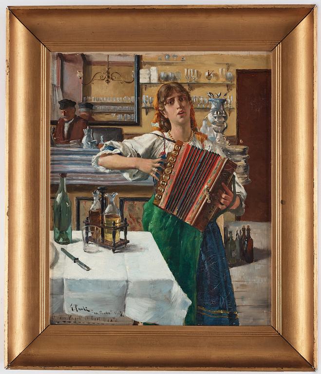 Georg Pauli, "Italienska med dragharmonika" / "En dragspelsvirtuos" (Italian girl with accordion / An accordion virtuoso).