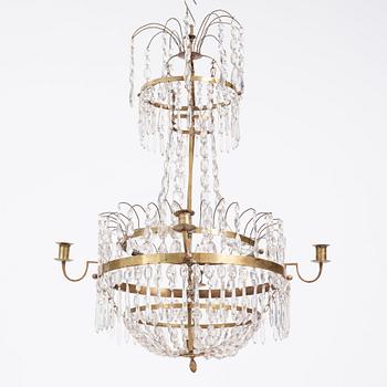 A late Gustavian five-light chandelier, early 19th century.