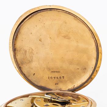 Fickur, 18K guld, med kedja nugget, savonett, 51,5 mm.