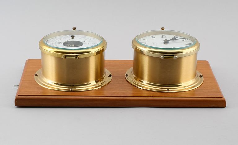 SKEPPSUR OCH BAROMETER, mässing, Schatz, 1900-talets andra hälft.
