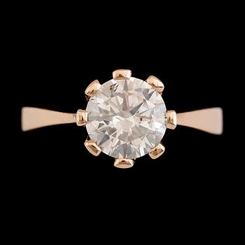 RING, 18K guld, solitär briljantslipad diamant 2.01 ct. svenska stämplar.