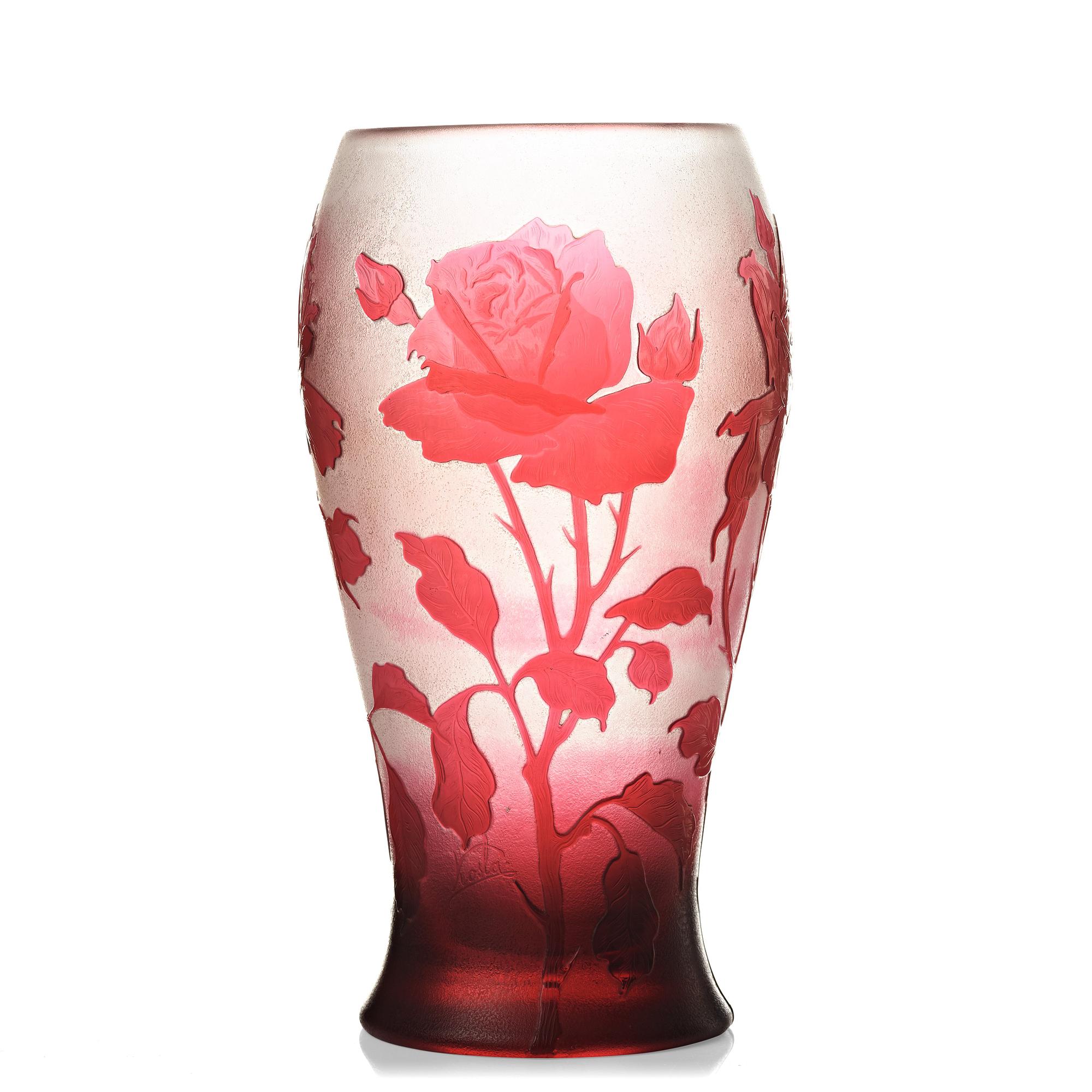 Karl Lindeberg, an Art Nouveau cameo glass vase, Kosta early 20th century.