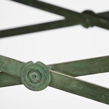 A table with Swedish 'Orrlok' porhyry top, early 19th century on a later bronze stand.