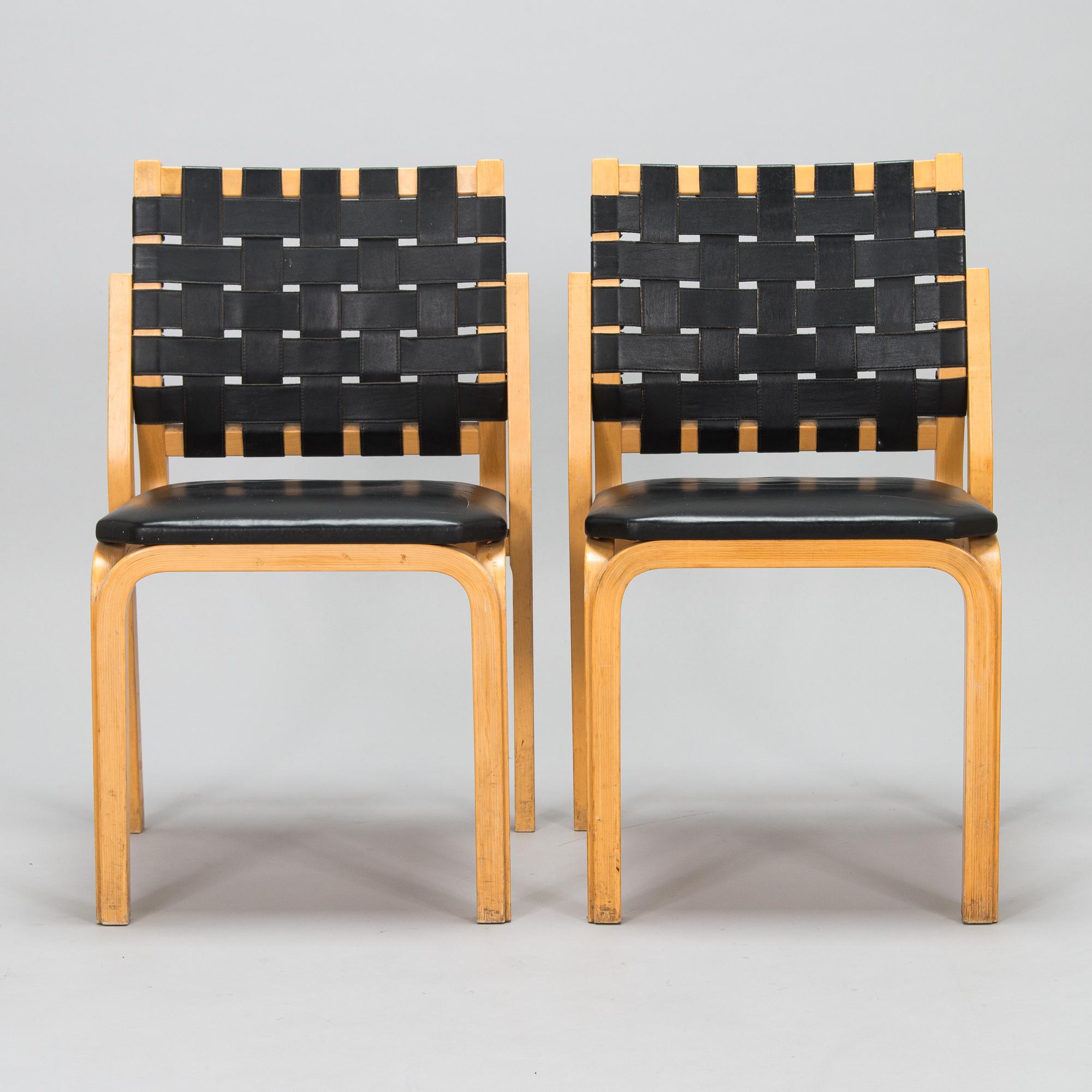 Alvar Aalto,  tuoleja, 3 kpl, malli 612, Artek 1900-luvun puoliväli.