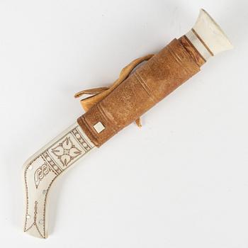 A reindeer horn knife by Nikolaus Fankki, signed.