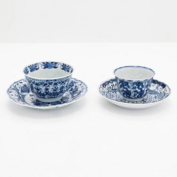 Skål, koppar och fat, totalt 4 dlr, porslin, Kina, Qianlong (1736-95).