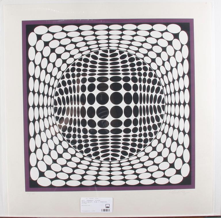 VASARELY, VICTOR, färglitografi. Sign o numrerad. 37/100.