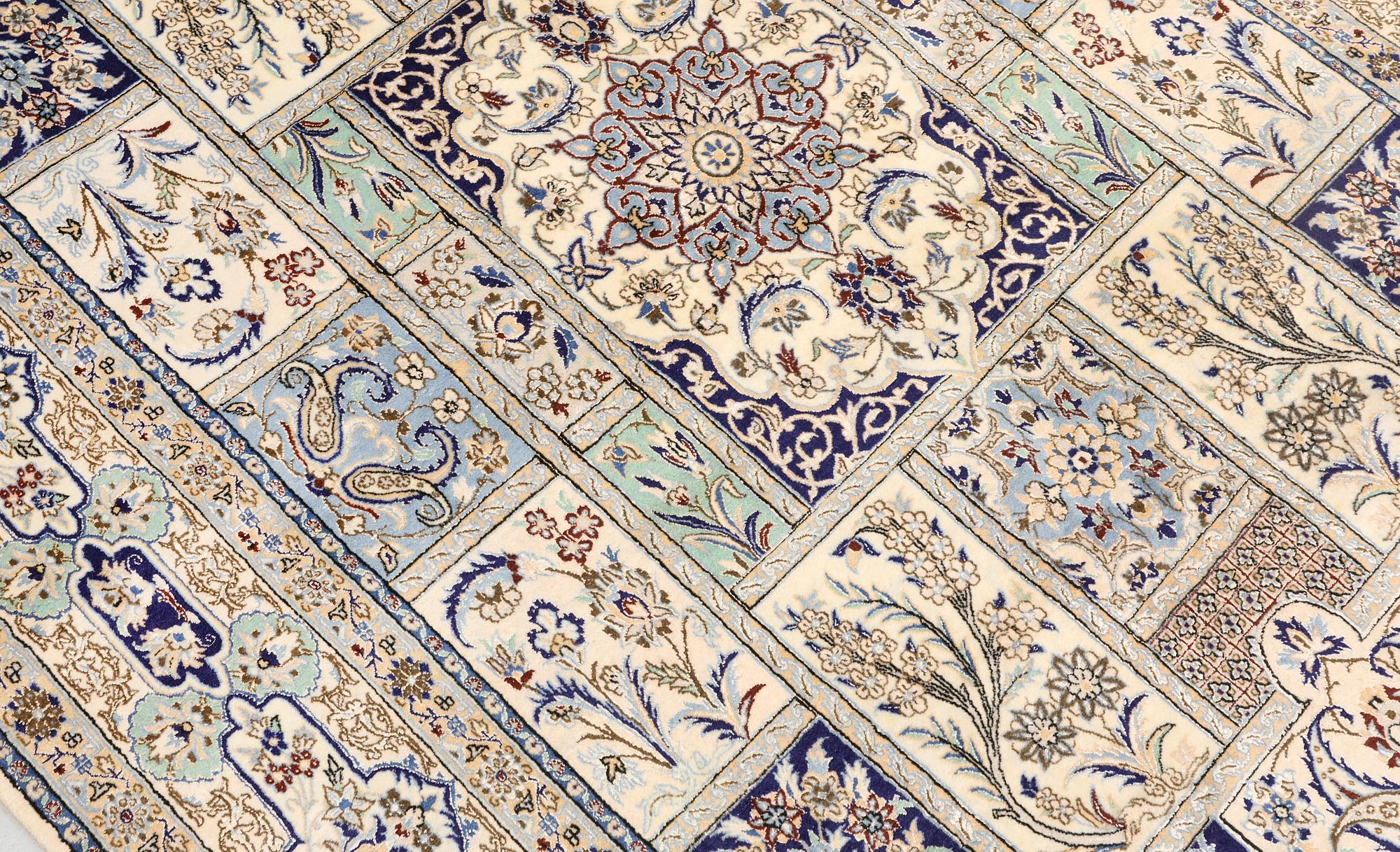 A part silk Naincarpet, so-called 6LAA, approx. 244 x 165 cm.