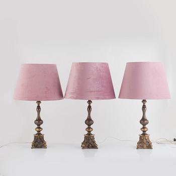 A set of three table lamps, Reijmyre Armaturfabrik, 1950's/60's.