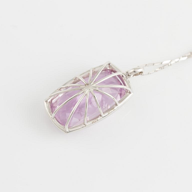 Kunzite and brilliant cut diamond necklace.