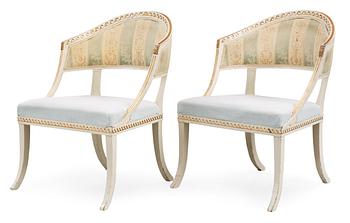 458. A pair of late Gustavian circa 1800 armchairs.