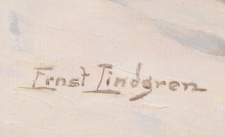 ERNST LINDGREN, olja på pannå, signerad.