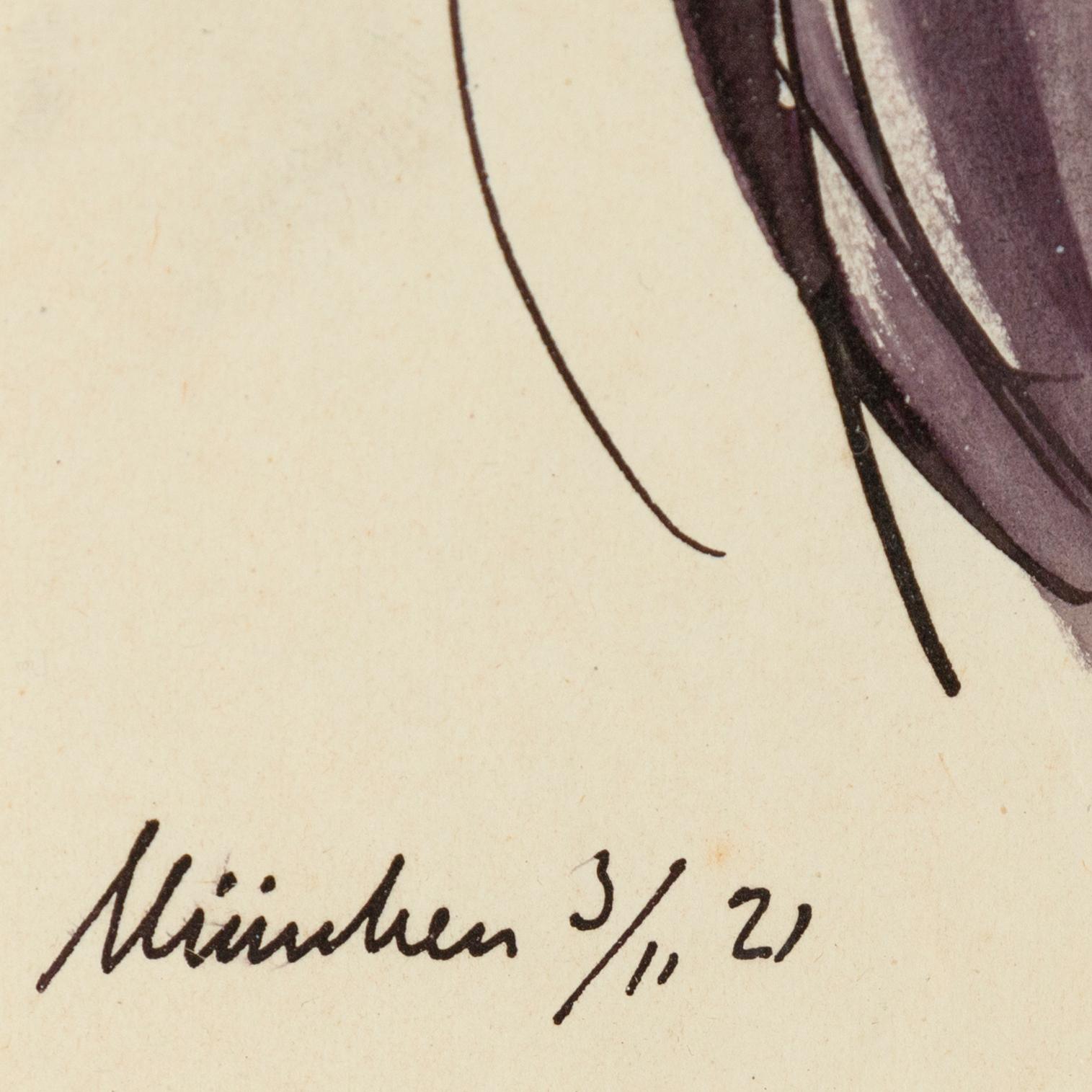 John Jon-And, mixed media on paper, dated München 3/11 -21.