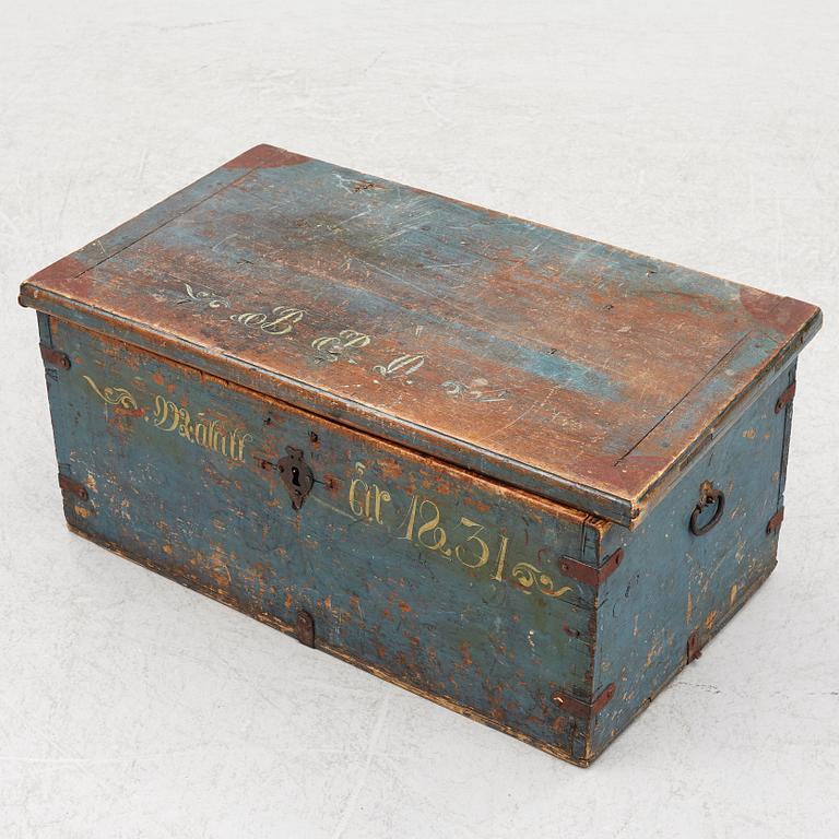 A painted chest, dated 1831.