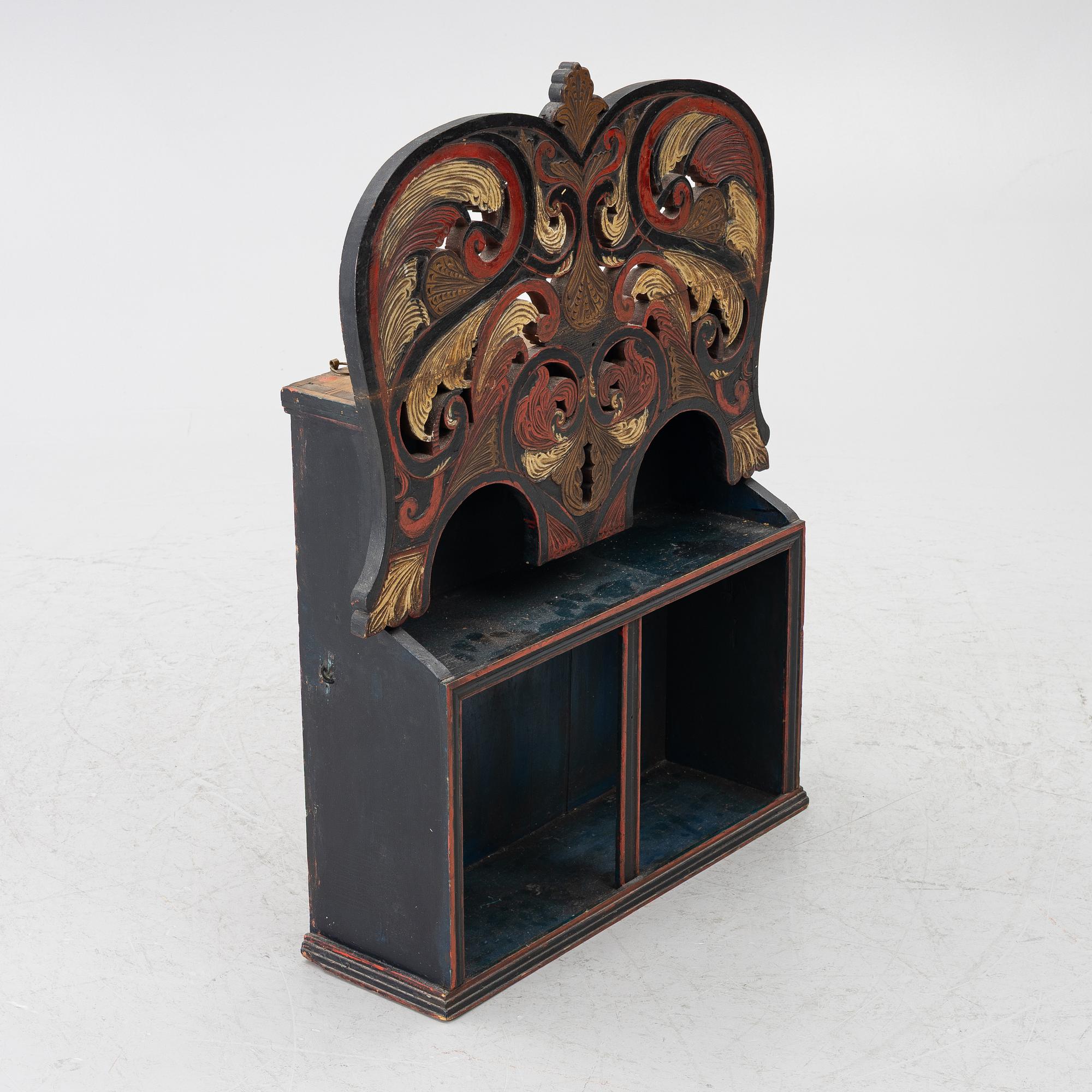 Wall-mounted shelf, folk art, Norway, 19th century.