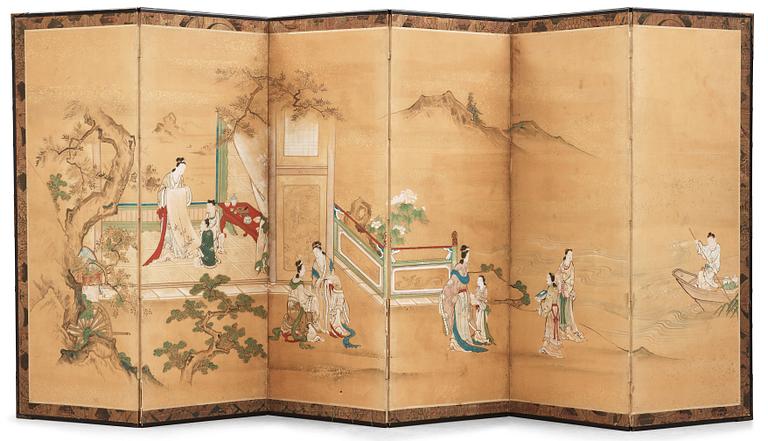 VIKSKÄRM sex delar. Japan, Meiji (1868-1912).