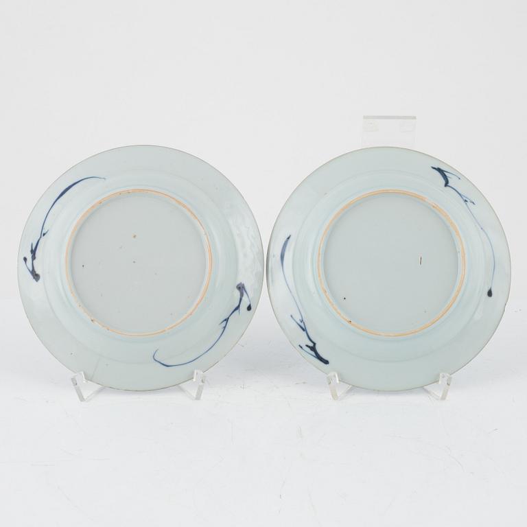 A set of eight blue and white dishes, Qing dynasty, 18th Century.