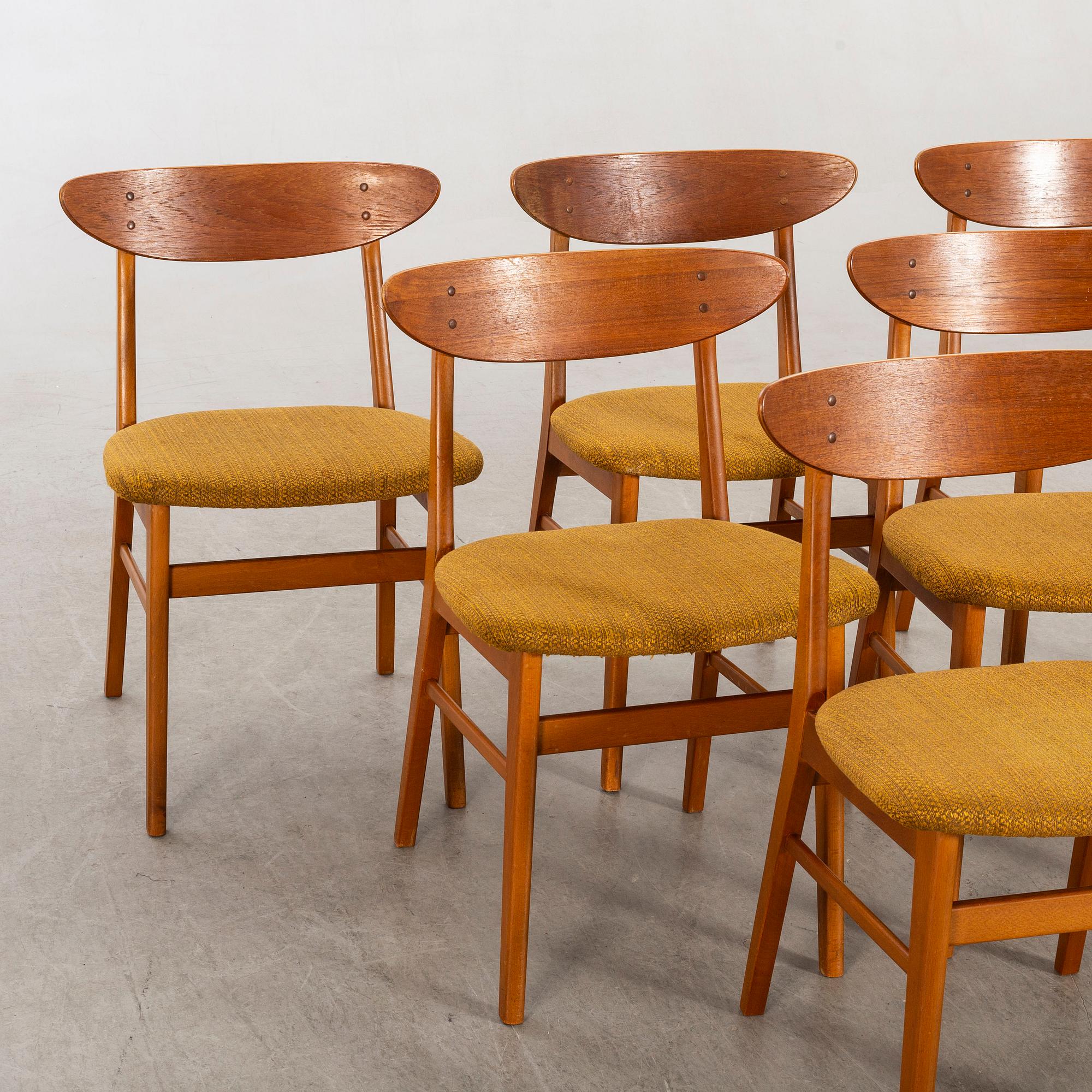 Stolar, 6 st Farstrup Danmark för IKEA, "Monaco",1900-talets mitt.