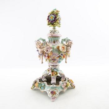 Urn with pedestal Rococo style Schierholz Germany late 19th century porcelain.