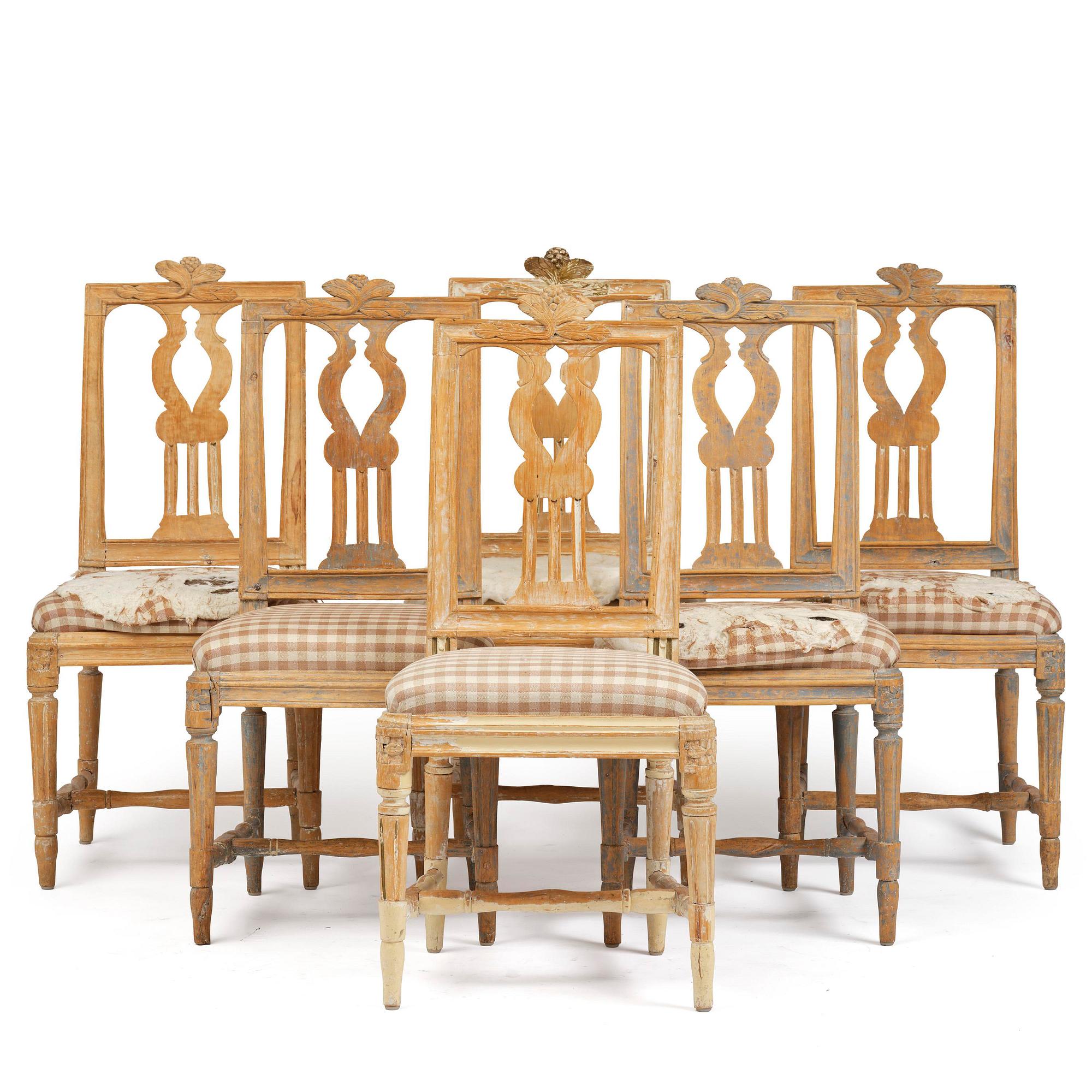 A set of six Gustavian chairs, late 18th century.