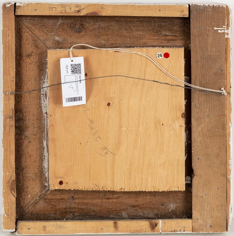 IAN RUSTH, oil/mixed media on plywood, signed Ian.