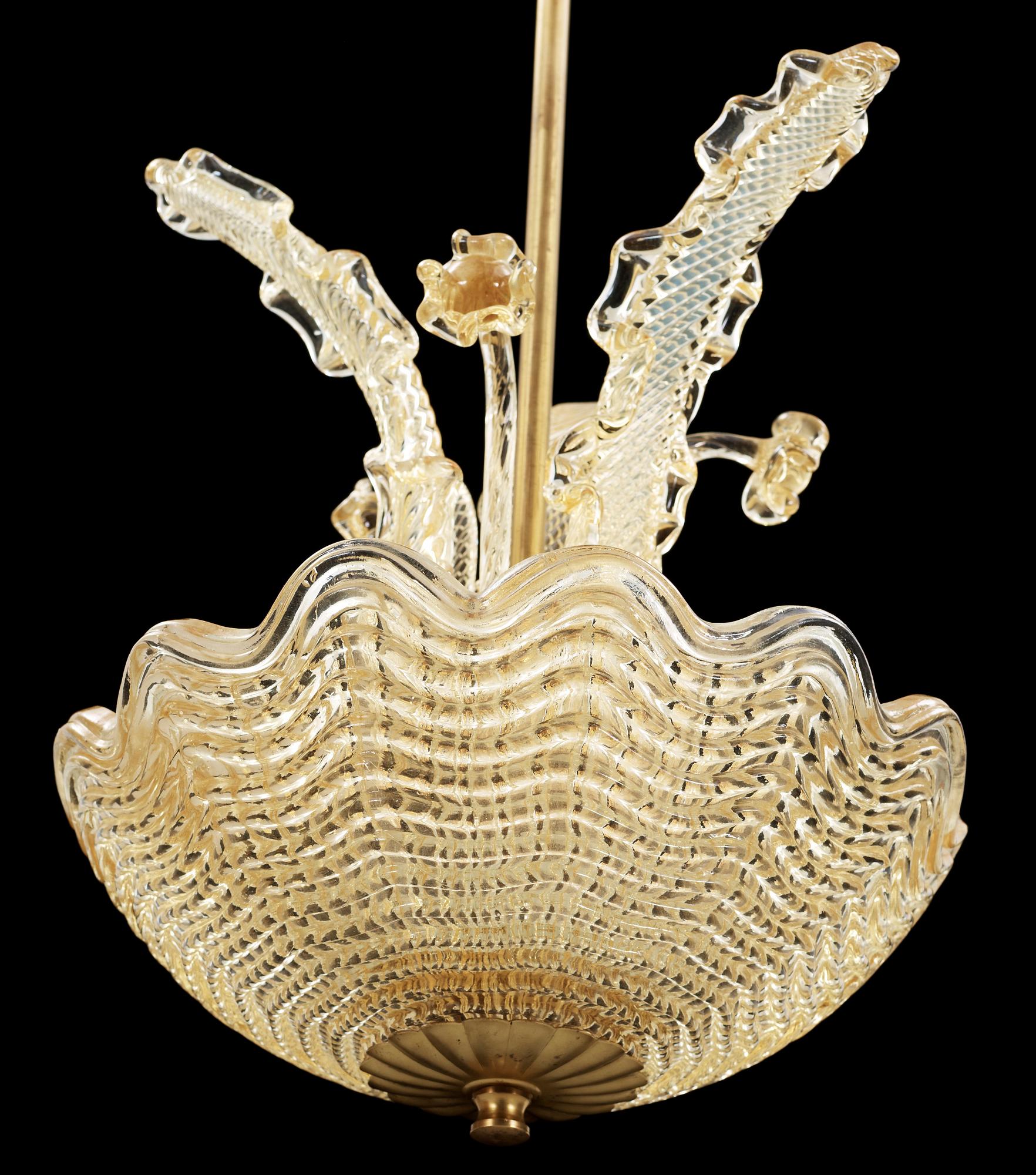 TAKLAMPA, glas, Carl Fagerlund, Orrefors, 1940/50-tal, h ca39 diam 33.