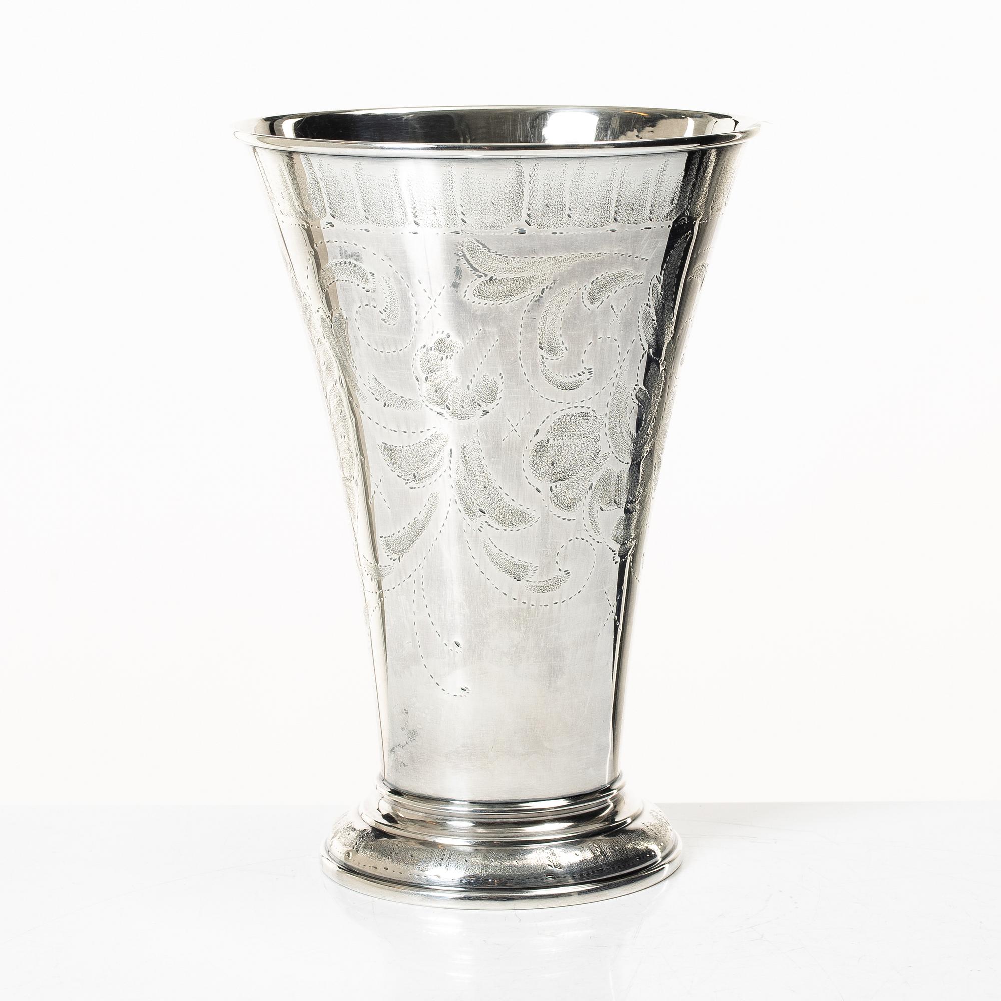 C.G. Hallberg, CG Hallberg, a sterling silver vase, Stockholm, 1961.
