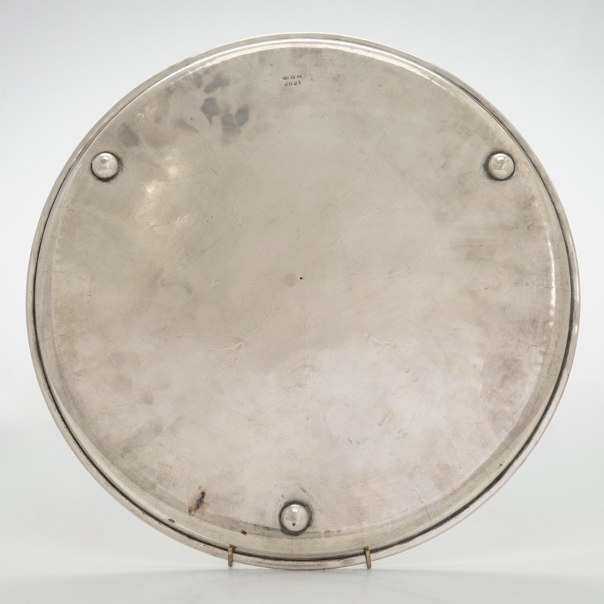 Tarjotin, hopeoitu, Thomas Woolley, Birmingham, Englanti n. 1900.