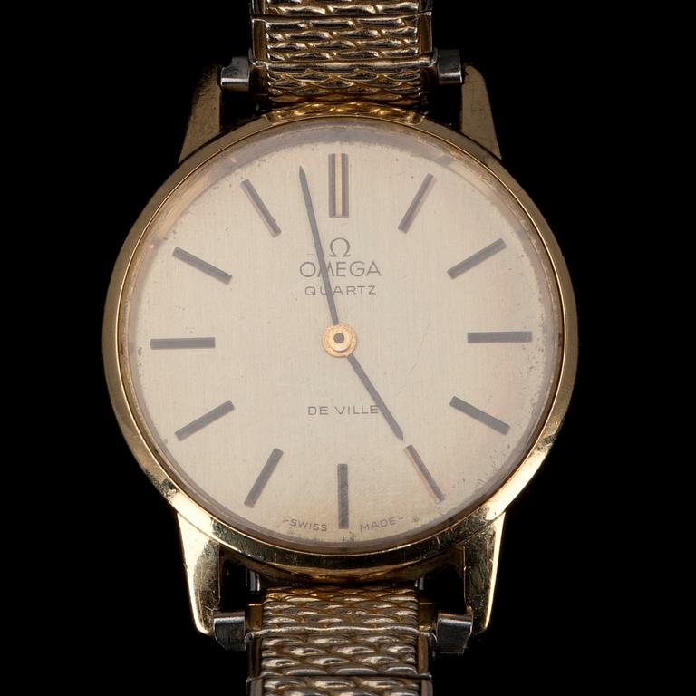 ARMBANDSUR, guld på stål, Omega de Ville. 1900-talets mitt.