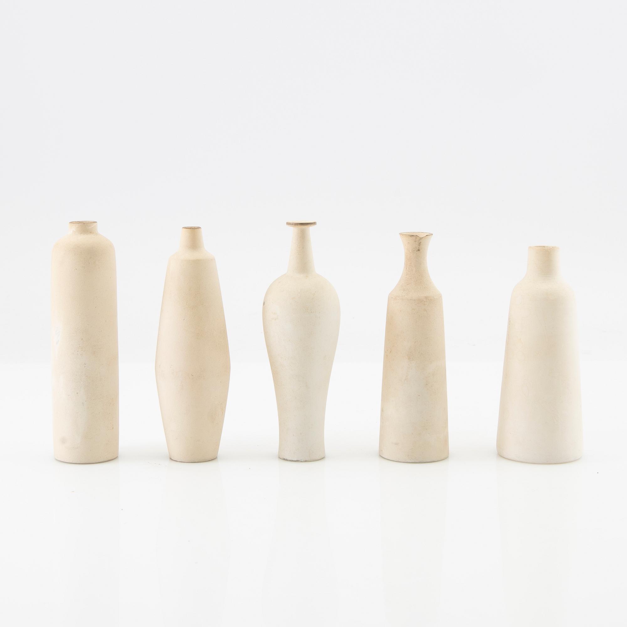Gunnar Nylund, vases 5 pcs. Nymölle, 1950s/60s, Denmark.