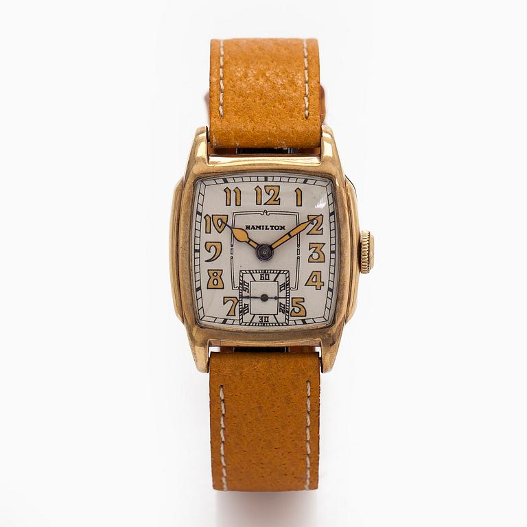 Hamilton, “Dodson”, wristwatch, 27 x 28 mm, gold-plated, manua, 1930s.