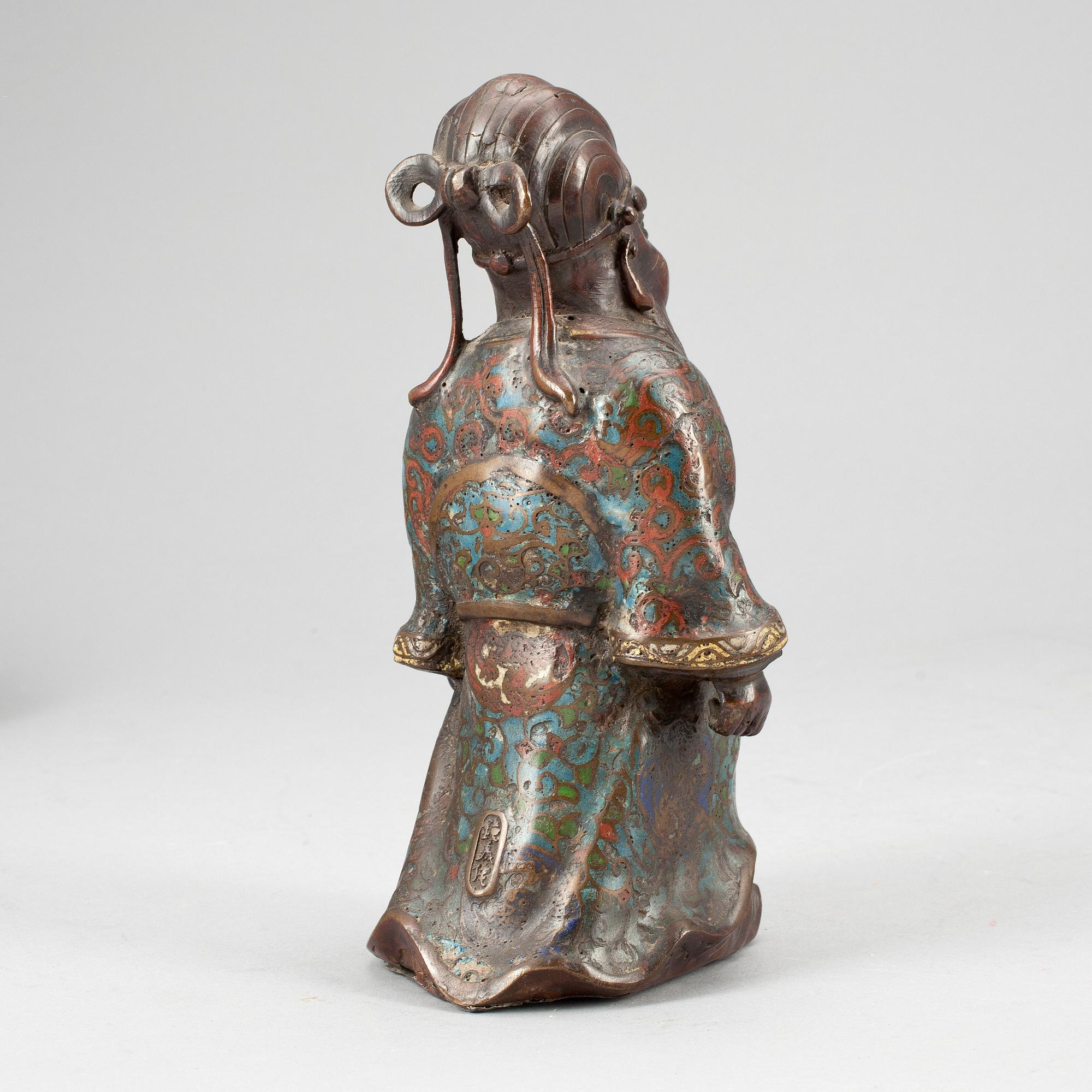 SKULPTUR, brons och cloisonne, Kina, troligen omkring 1900.