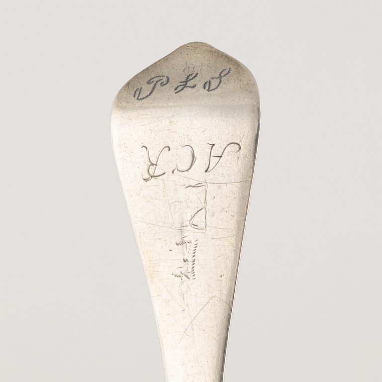A Swedish silver rat-tail spoon, marks of Wolter Siewers (1693-1722), Norrköping.
