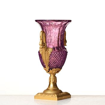 An empire style urn, presumably Baccarat, France, second half of the 19th century.