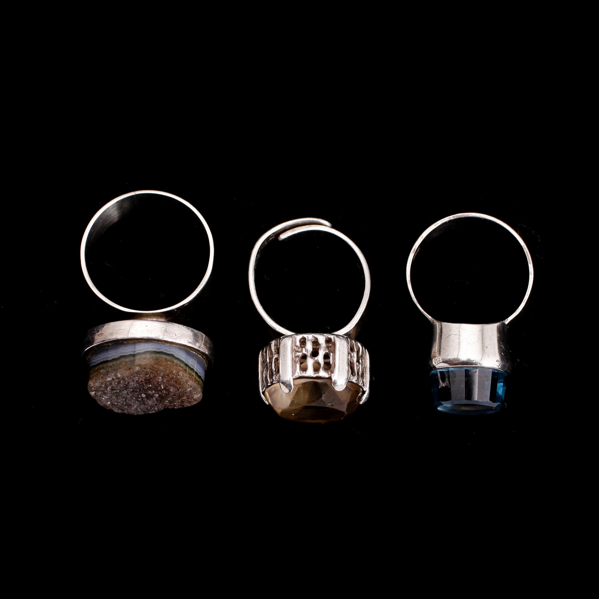 RINGAR, 3 st, silver, 1960-/70-tal.