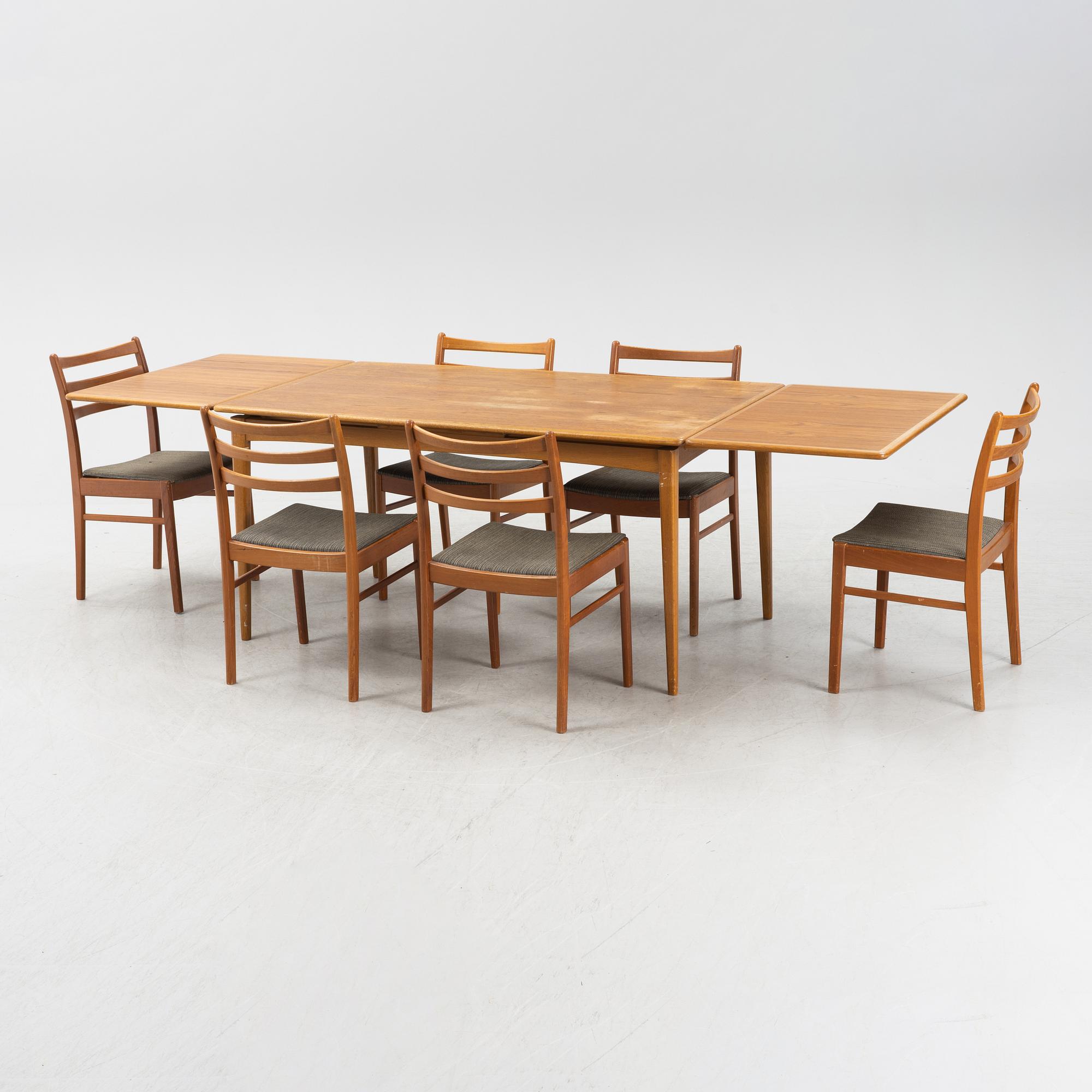 A 7-piece teak dining group, 1960's.