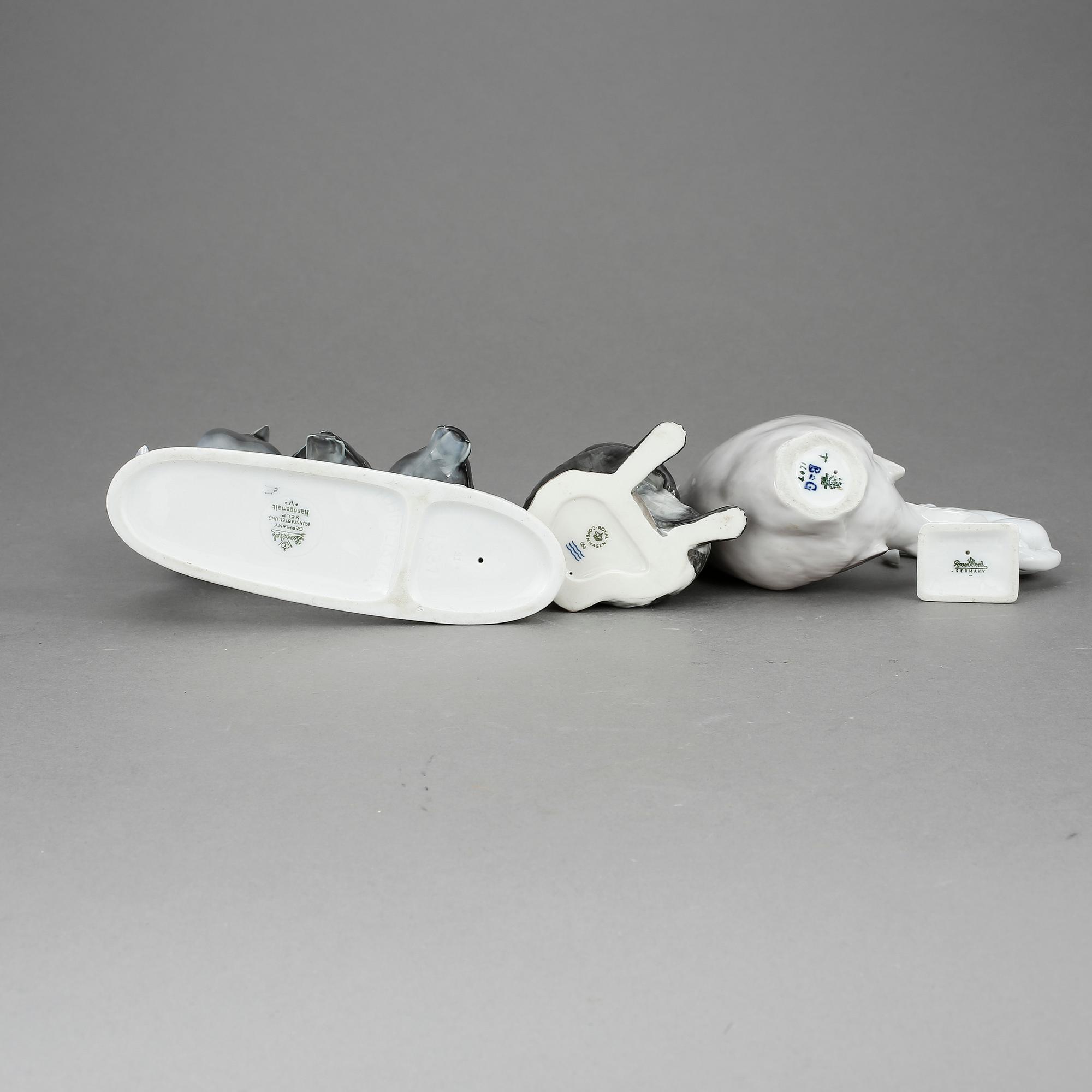 FIGURINER 4 st, porslin. Royal Copenhagen, Bing & Gröndahl, Rosenthal, 1900-tal.