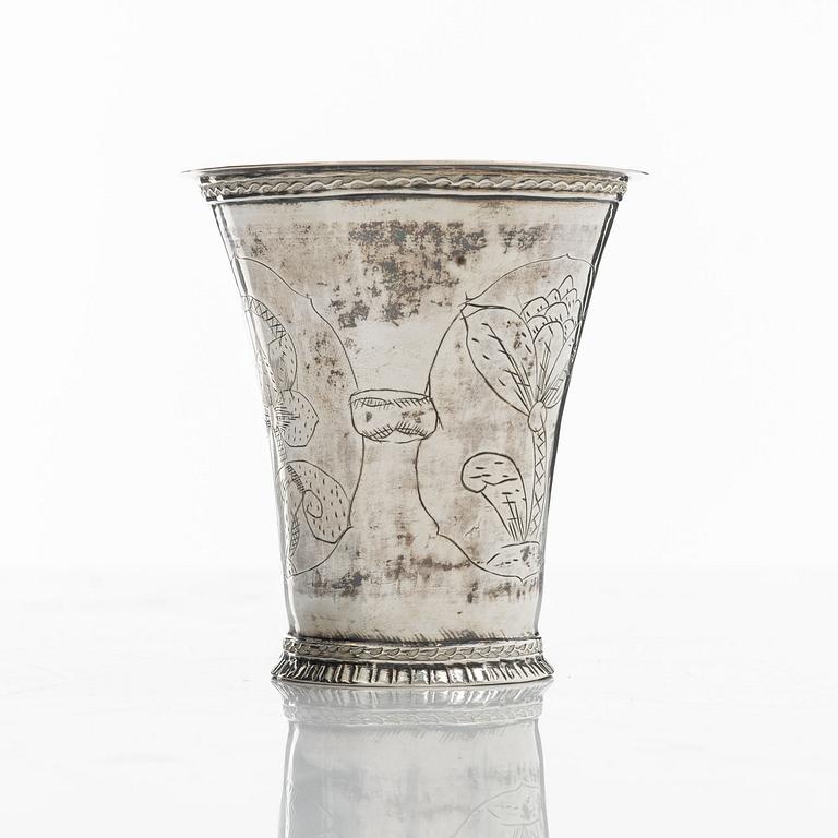 A Swedish silver beaker, mark of Berndt Halck,  Halmstad 1762.
