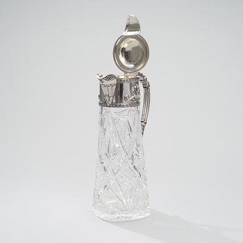 PITCHER, silver and glas, Russia, Moscow ca 1900, Petr Evstratovitch Abrosimov.