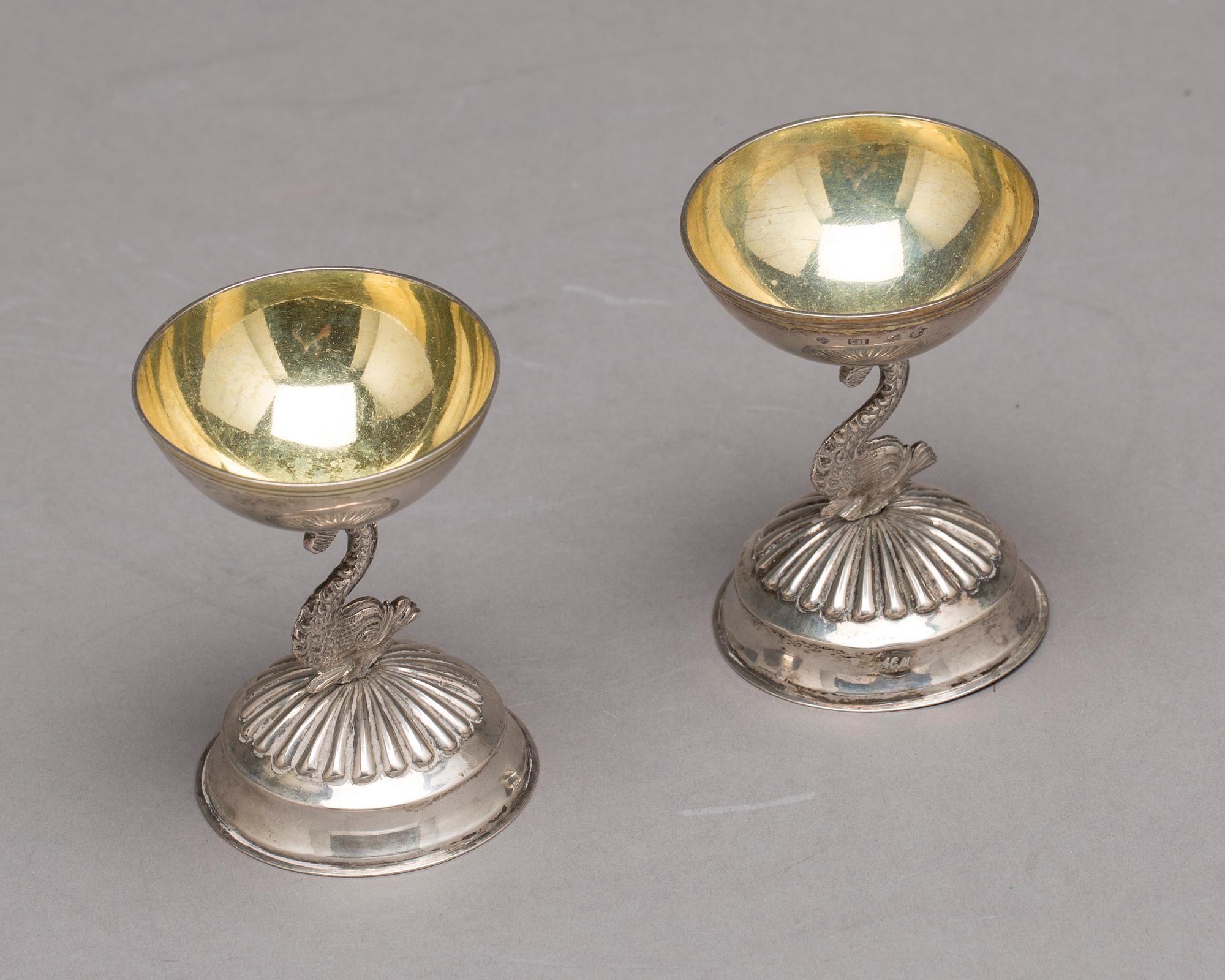 A pair of Swedish 19th centrum parcel-gillt salts, mark of Johan Malmstedt, Goteborg 1823.