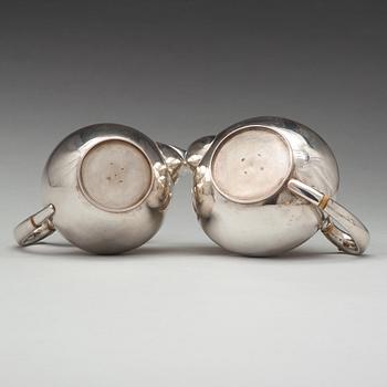 TE- OCH KAFFESERVIS, 5 delar, silver, icke identifierad mästarstämpel FK, S:t Petersburg 1837.