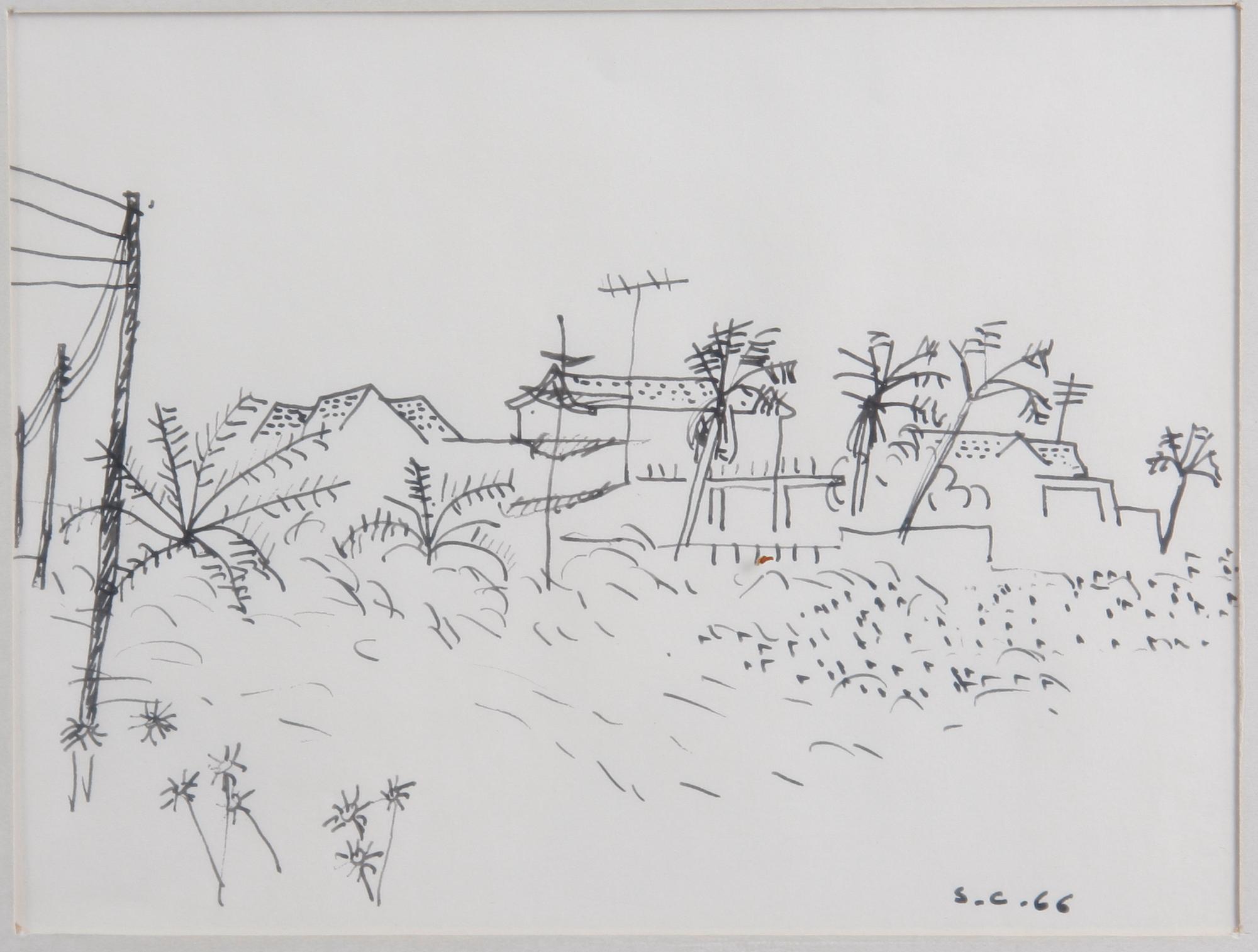 CLAESSON, (SLAS) STIG, 4 st, tuschteckningar. Sign.