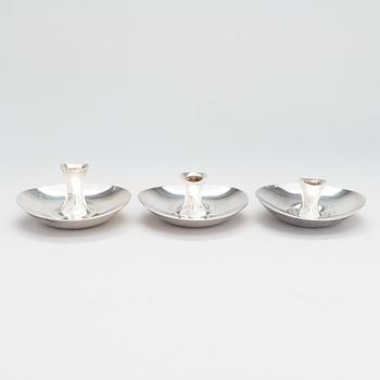 Tapio Wirkkala, three silver candlesticks, Helsinki 1957 and Hämeenlinna 1968.