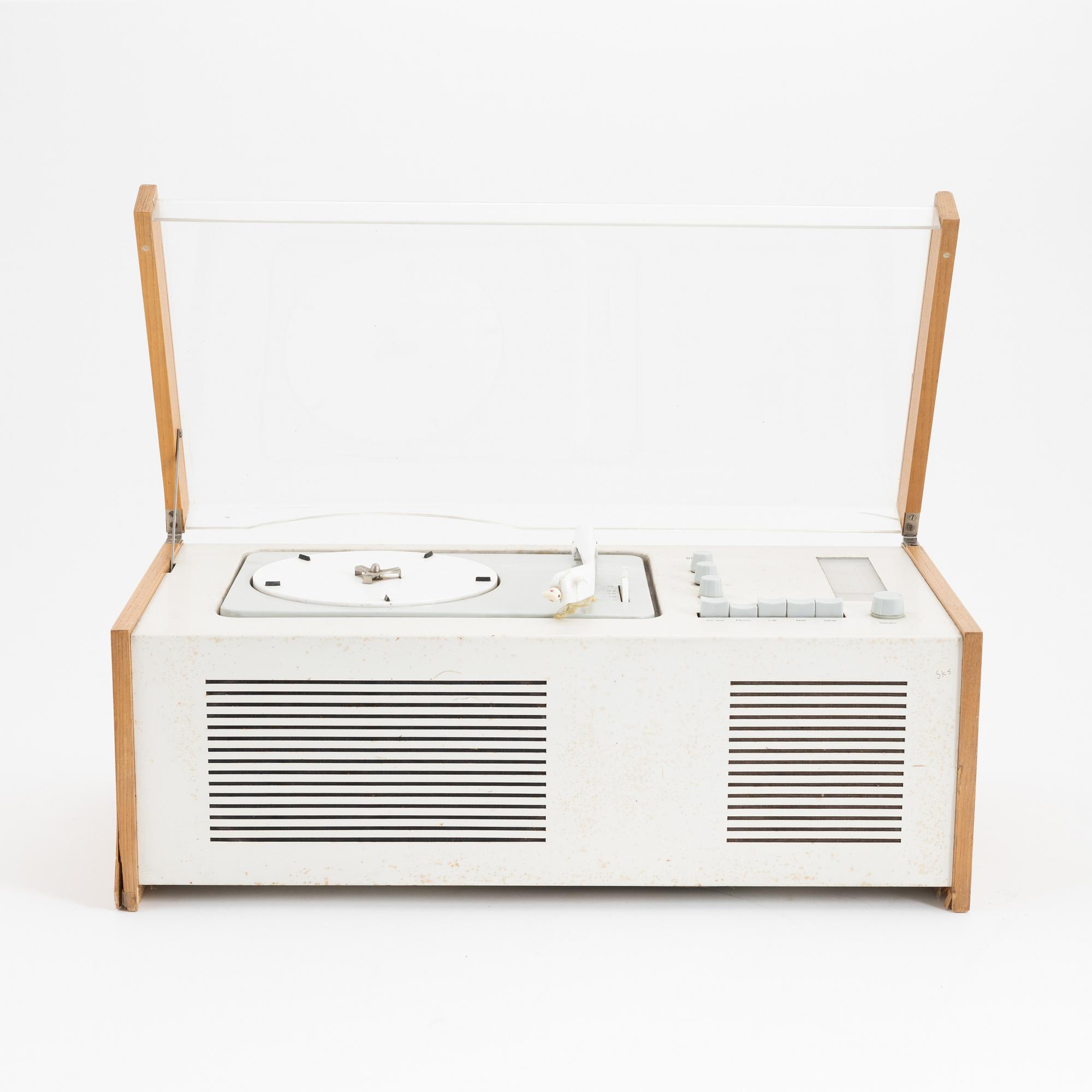 Dieter Rams, skivspelare med högtalare, Braun, formgiven 1958.