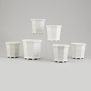 PRINS EUGEN, six porcelain 'Waldemarsudde' flower pots, Gustavsberg.