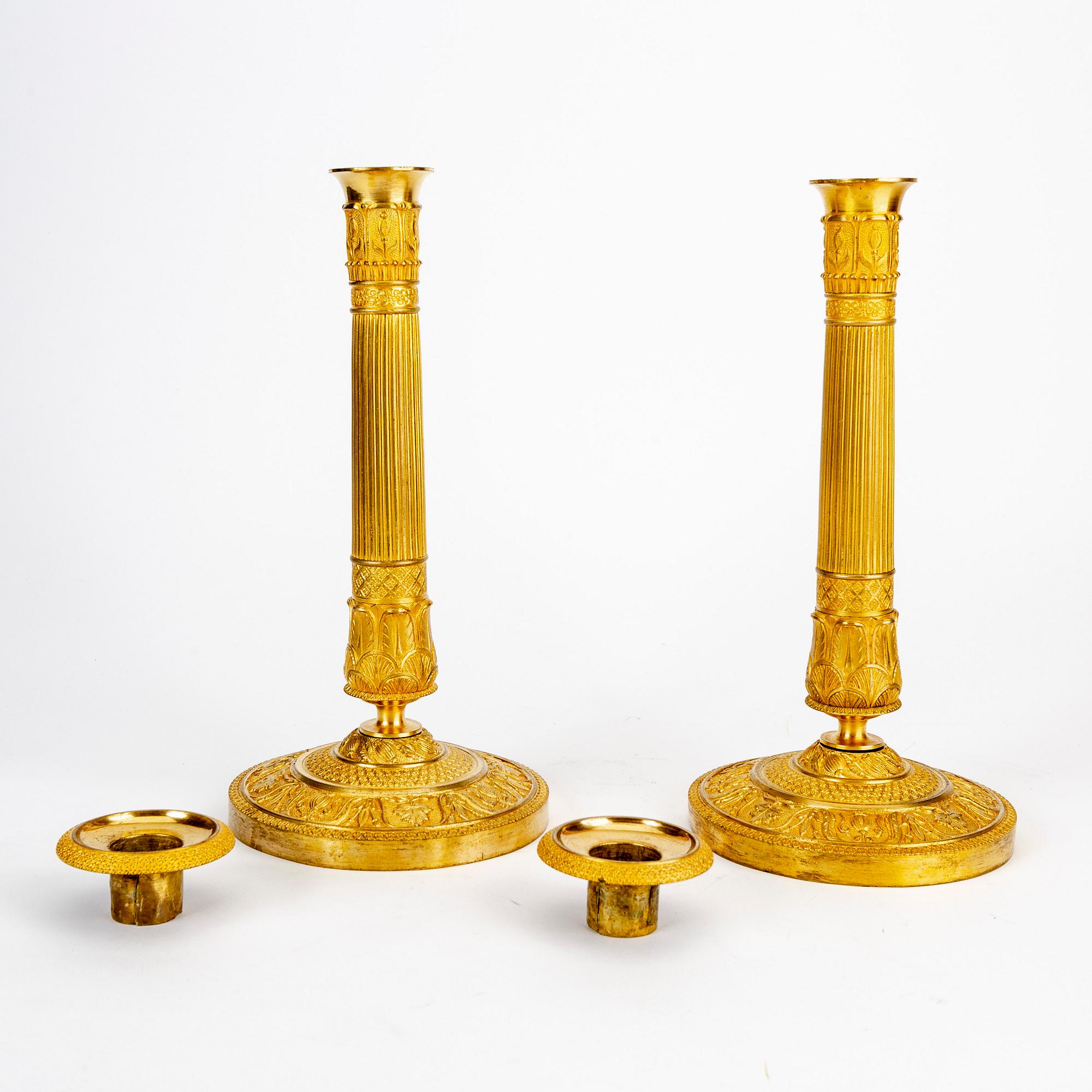 Ljusstakar ett par empire 1800-talets första hälft.