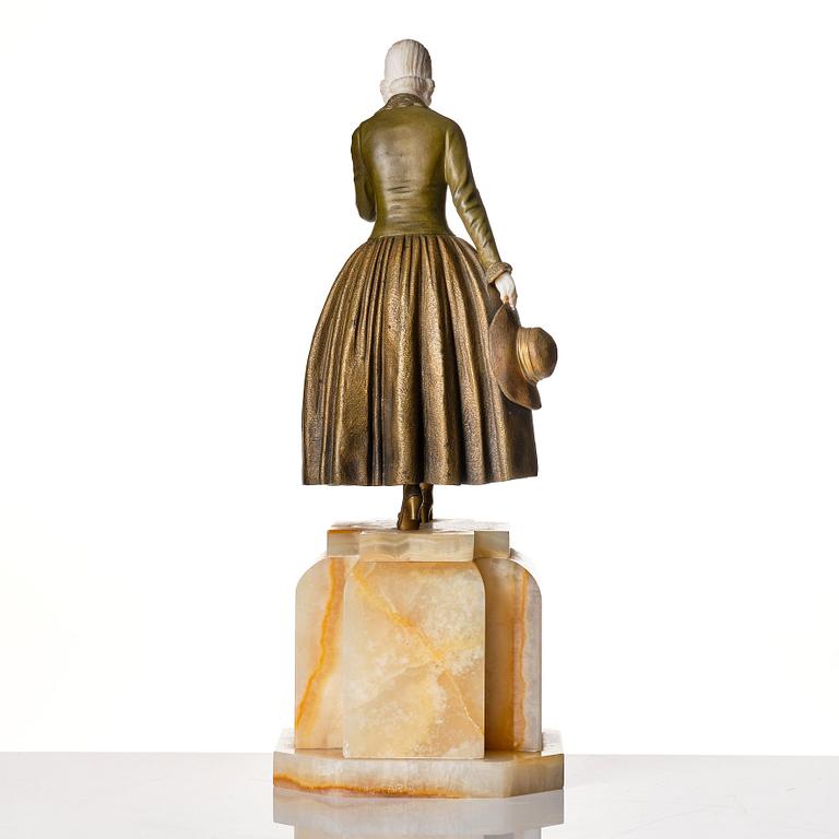 Demetre Chiparus, skulptur "Hush", patinerad brons, Paris 1920-tal.