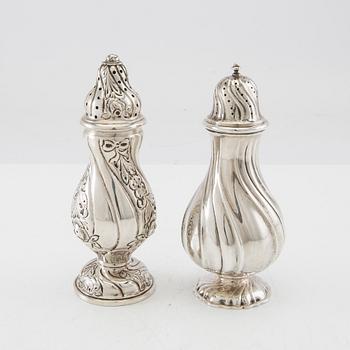 Shakers 2 pcs silver Denmark 1917 and Swedish import marks.